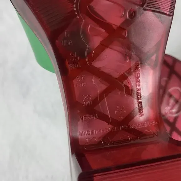 Lazy Oaf x Melissa Platform Slides Green Flower Sandals Chunky Heel Retro | 6 - Picture 11 of 13